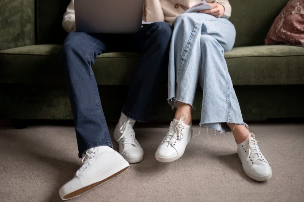 White Sneakers with Tailored Office Wear
