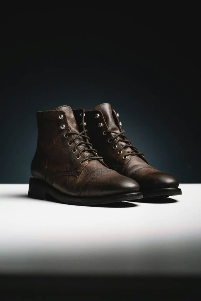 Pair of dark brown leather lace-up boots