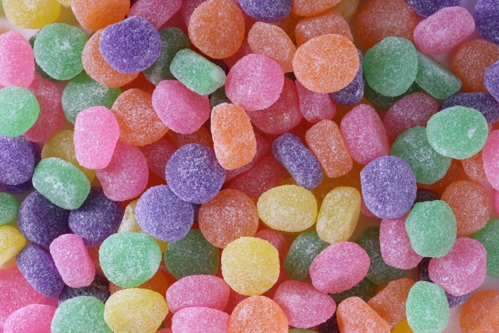 Pile of colorful sugar-coated gumdrops