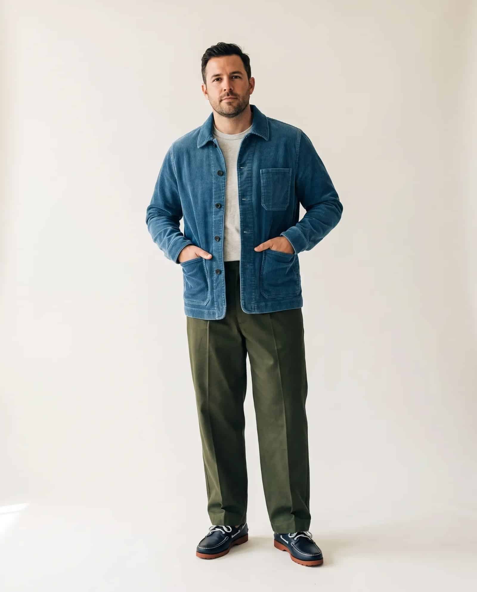 One piece three ways, look 3: buttoned as a chore coat